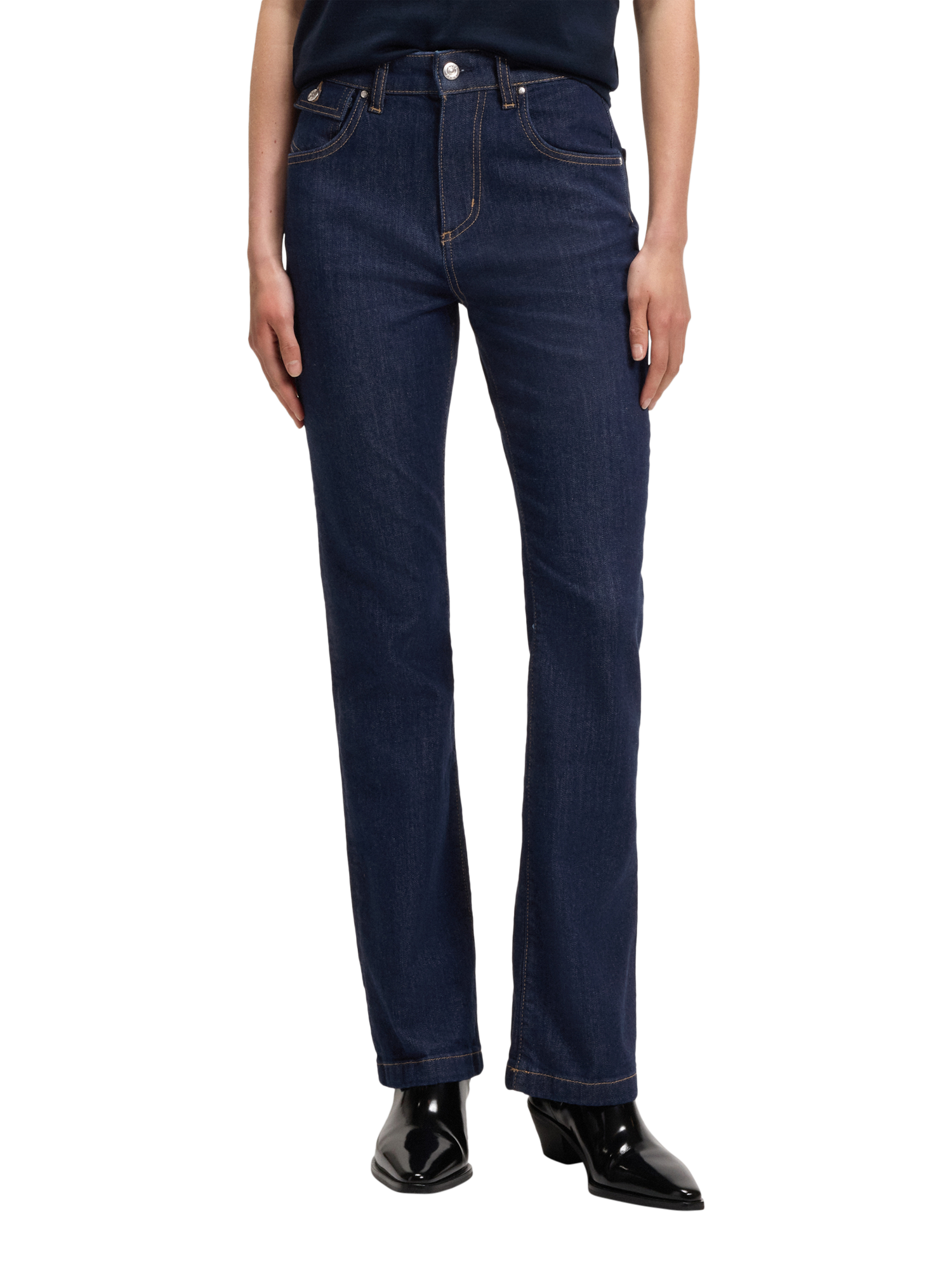 Product image 1 of 6, which shows BOSS Lyris Bootcut Skinny Jeans, Navy, 27L