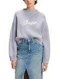 BOSS Finevra Embroidered Logo Cropped Sweater, Silver Lilac