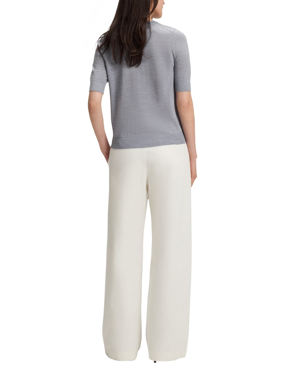 Product image 2 of 5, which shows HUGO BOSS BOSS Crew Neck Short Sleeve Wool Top, Light Grey, L