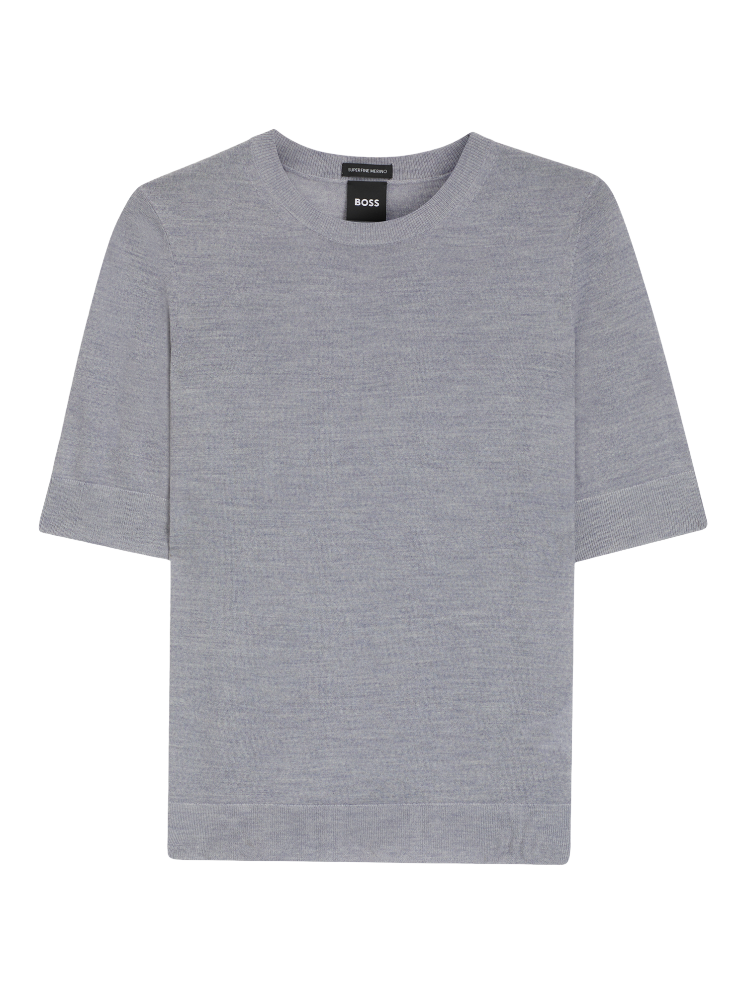 Product image 4 of 5, which shows HUGO BOSS BOSS Crew Neck Short Sleeve Wool Top, Light Grey, L