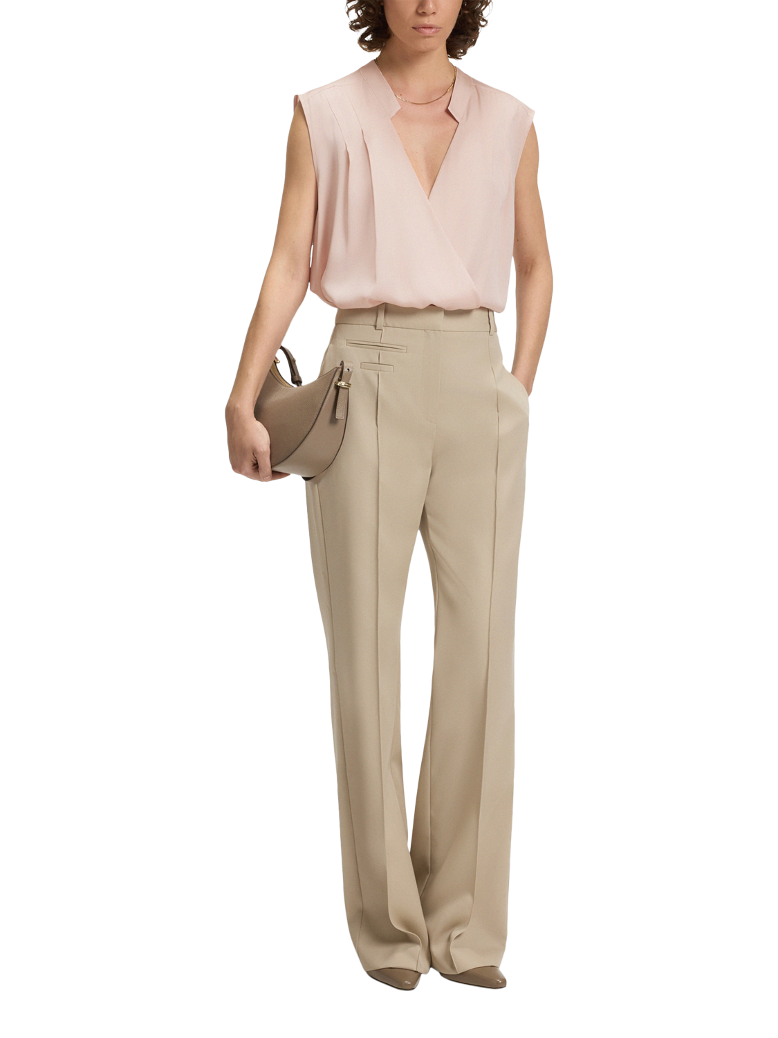 Product image 3 of 6, which shows BOSS Basina Silk Rich Wrap Blouse, Pale Pink, 8