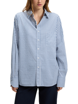 BOSS Saturday Stripe Long Sleeve Shirt, Blue/White, Blue/White