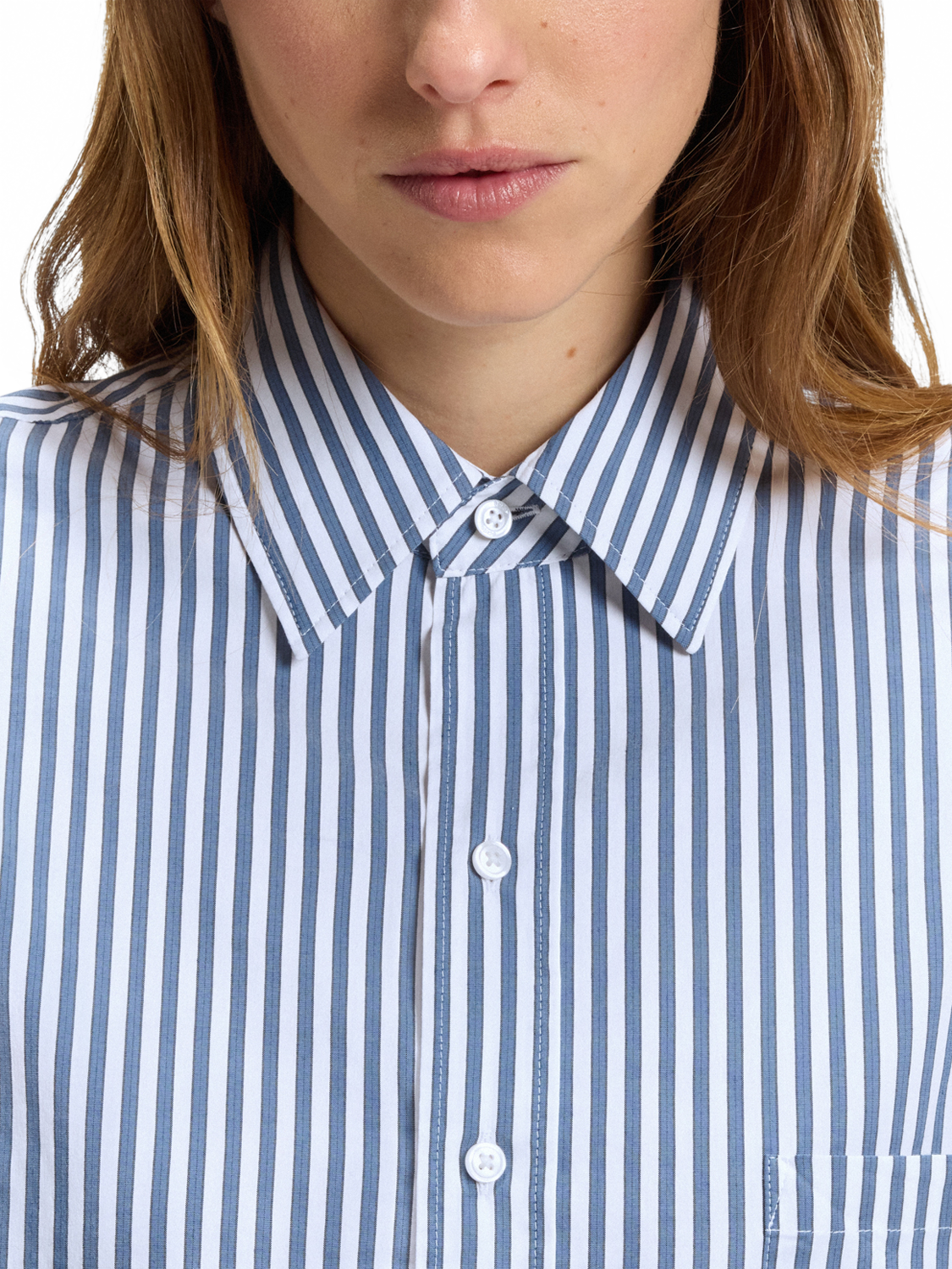 Product image 5 of 6, which shows BOSS Saturday Stripe Long Sleeve Shirt, Blue/White, 8