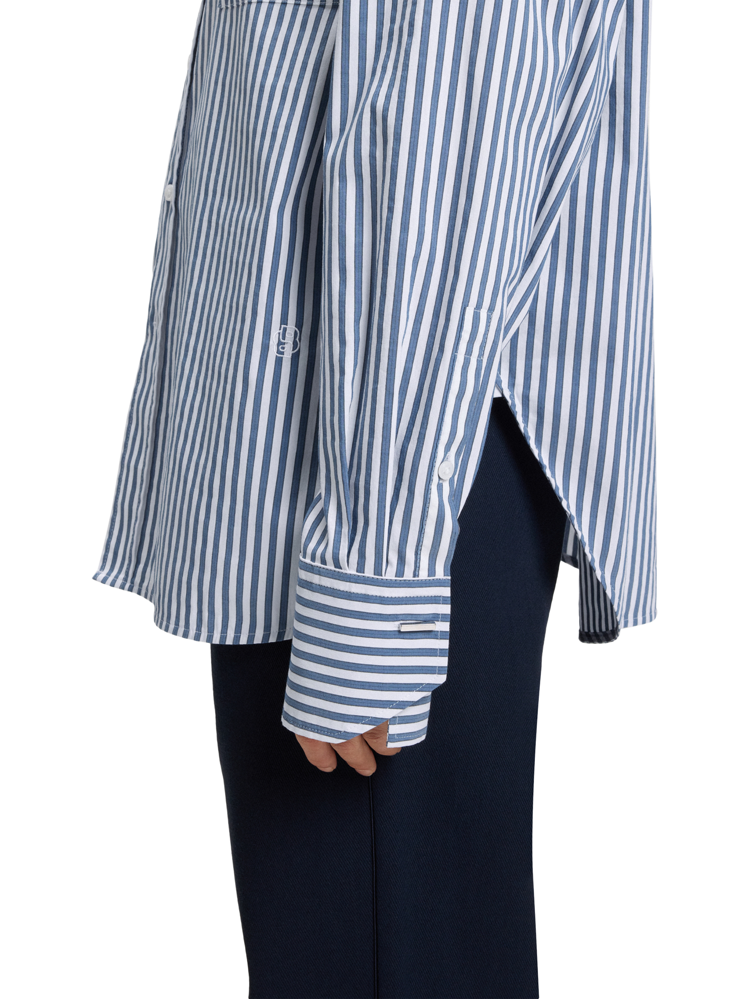 Product image 6 of 6, which shows BOSS Saturday Stripe Long Sleeve Shirt, Blue/White, 8