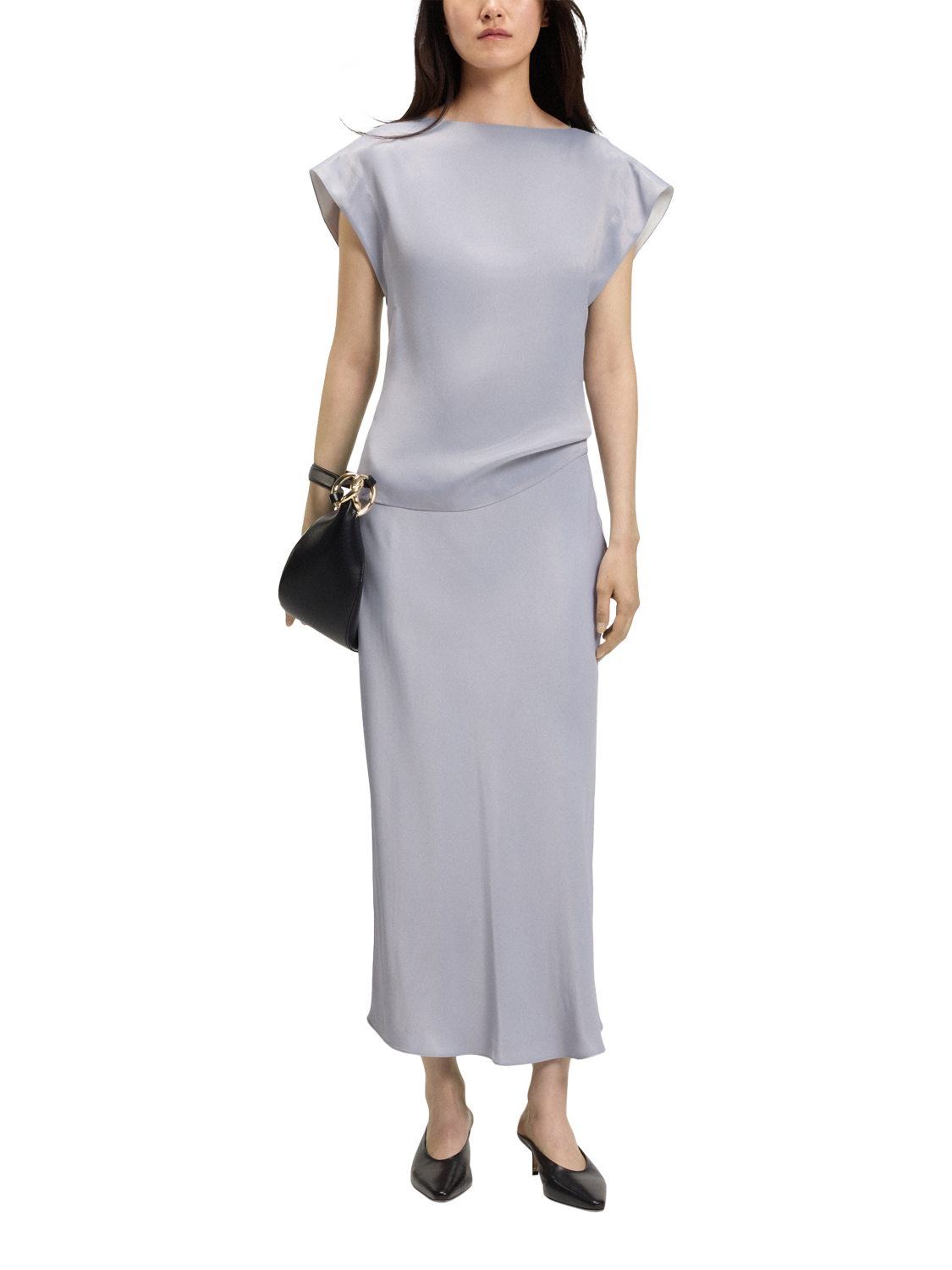 Product image 3 of 5, which shows HUGO BOSS BOSS A Line Midi Skirt, Light Pastel Grey, 8