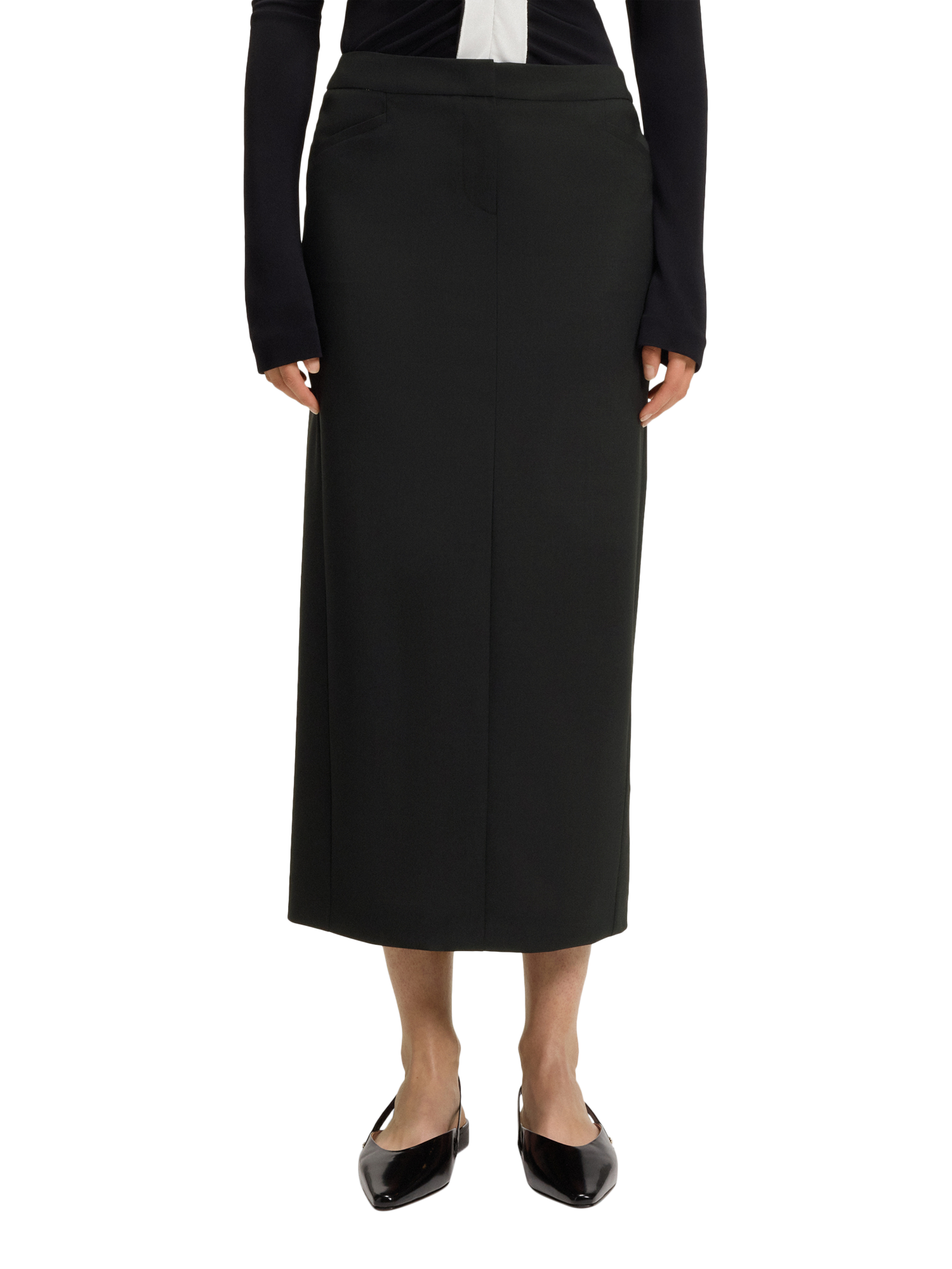 Product image 1 of 5, which shows HUGO BOSS Vulera Wool A Line Zip Skirt, Black, 10