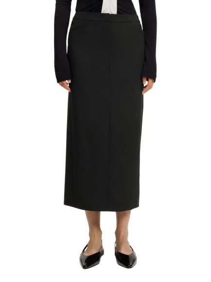 HUGO BOSS Vulera Wool A Line Zip Skirt, Black, Black