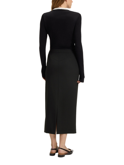 HUGO BOSS Vulera Wool A Line Zip Skirt, Black - view 2, Black