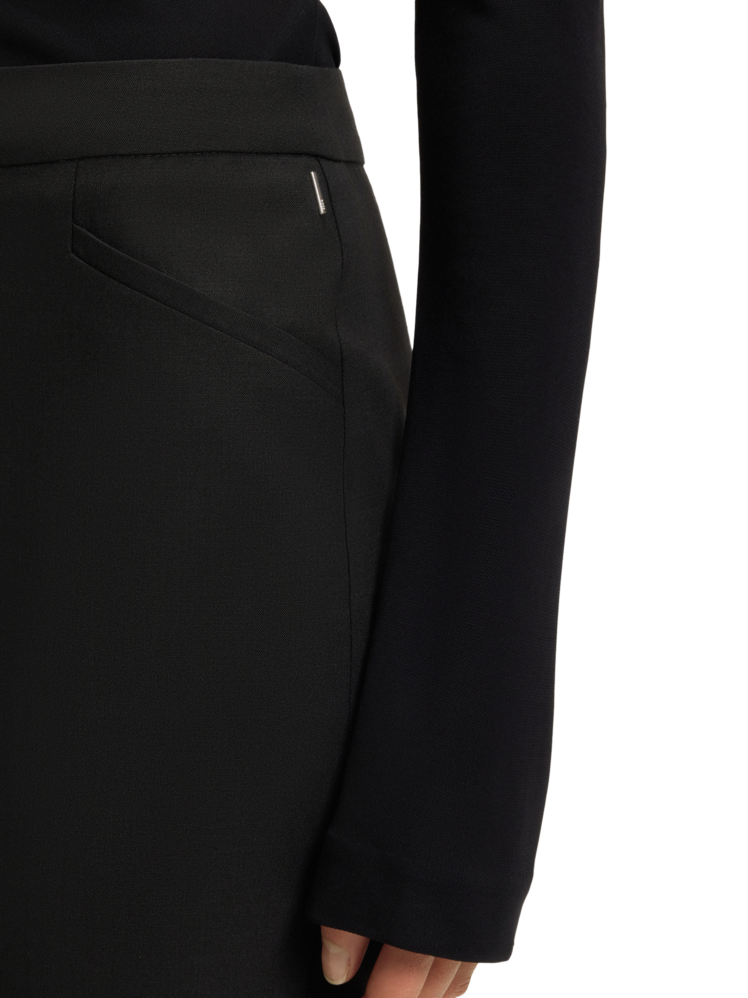 Product image 5 of 5, which shows HUGO BOSS Vulera Wool A Line Zip Skirt, Black, 10