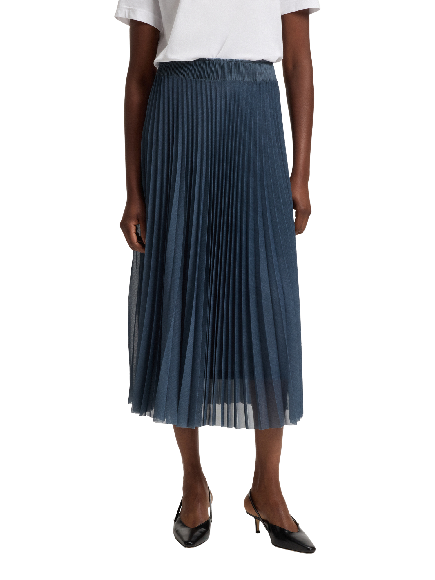 Product image 1 of 5, which shows BOSS Edrisa Pleated Midi Skirt, Open Blue, XS