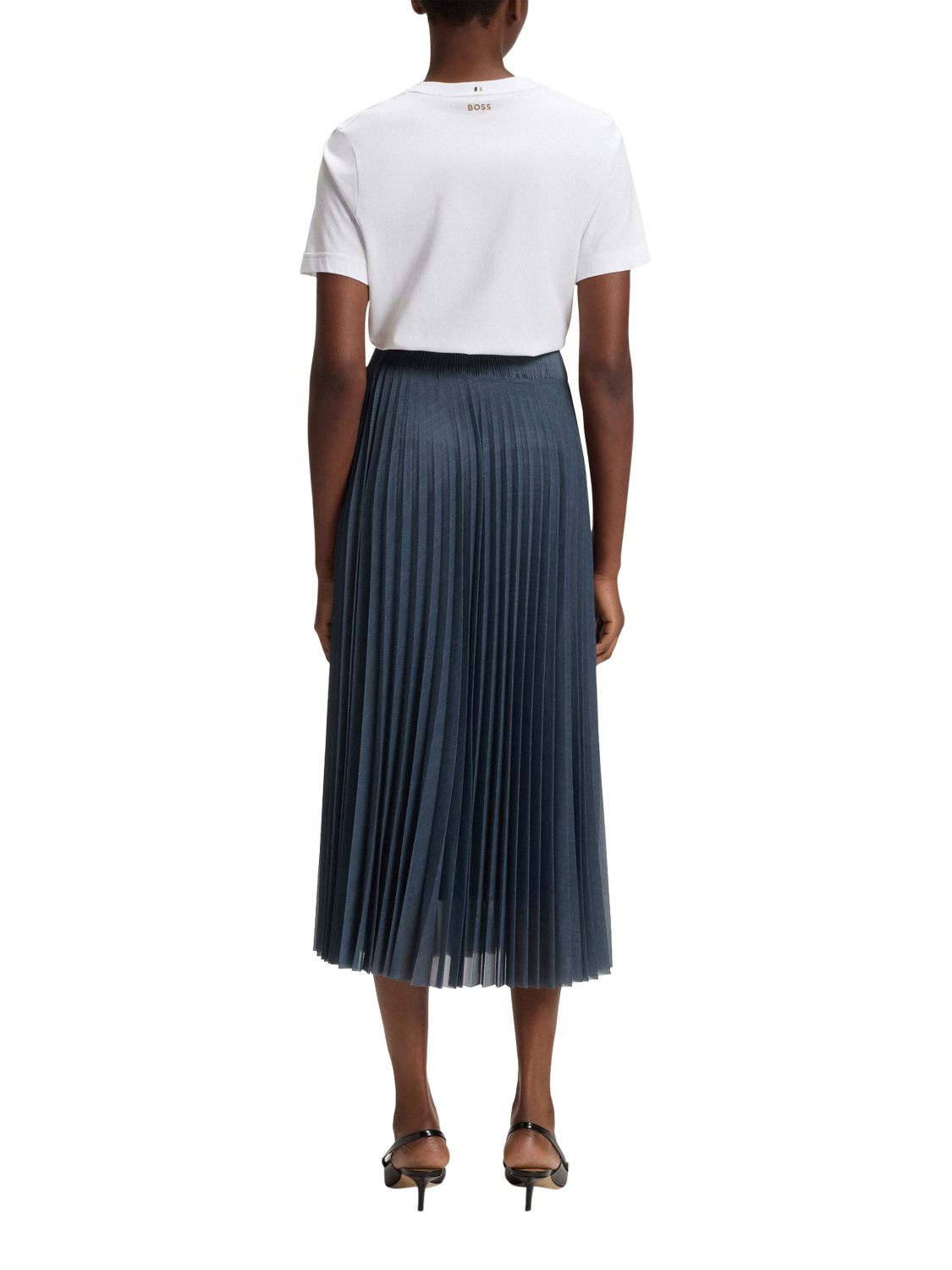 Product image 2 of 5, which shows BOSS Edrisa Pleated Midi Skirt, Open Blue, XS