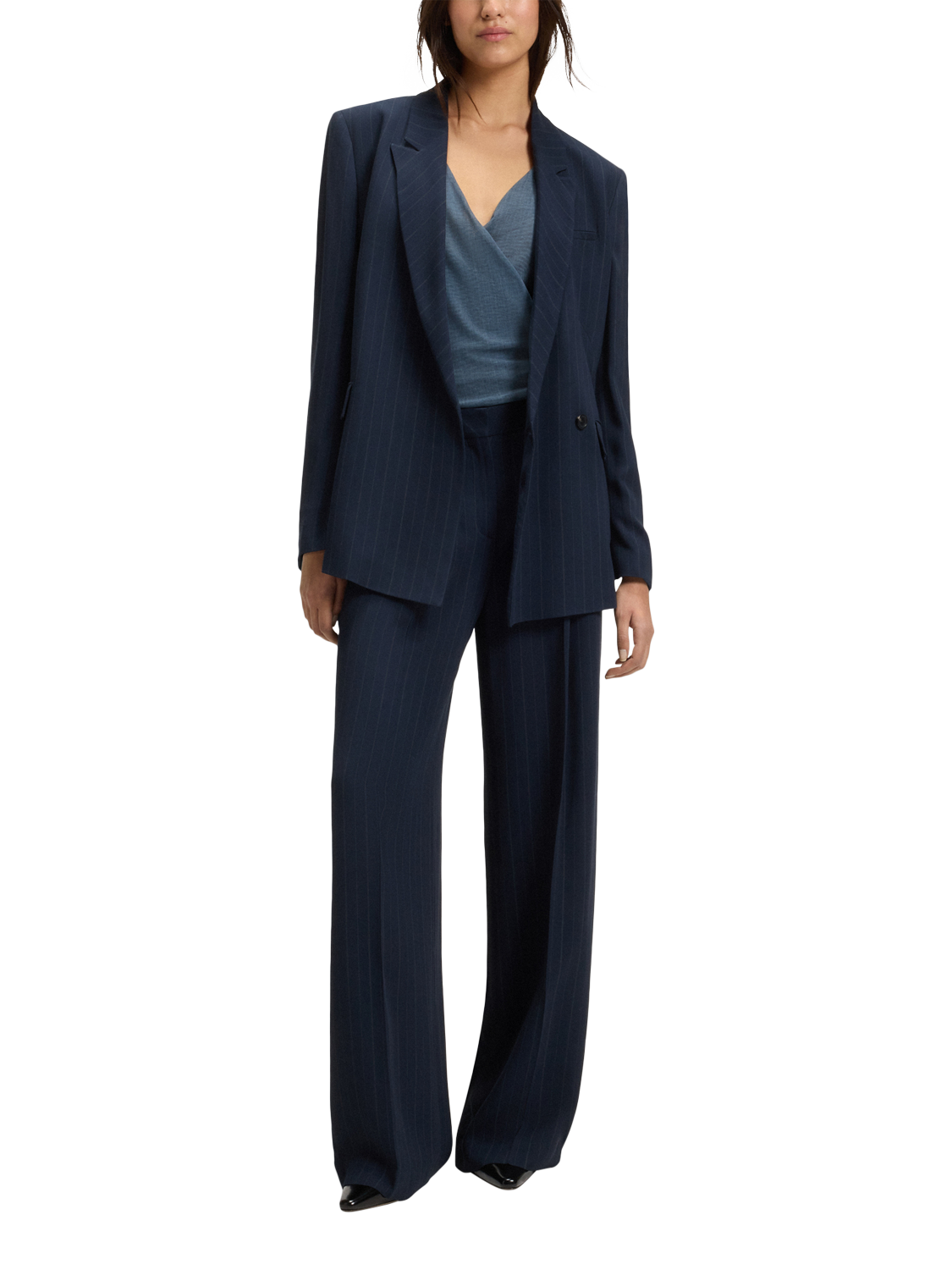 Product image 3 of 5, which shows BOSS Edriba Wrap Top, Open Blue, XS