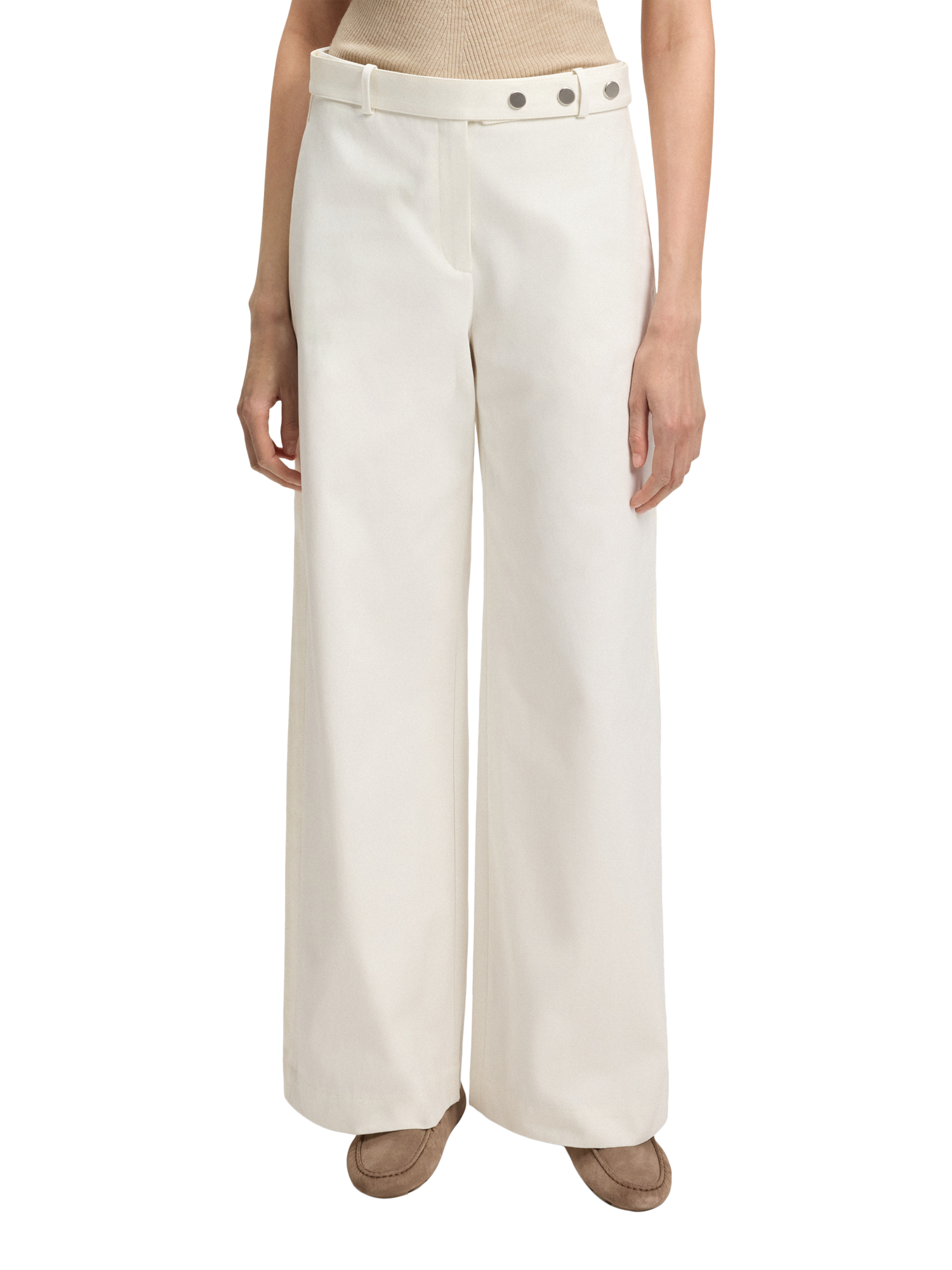 Product image 1 of 6, which shows BOSS Tiana Wide Leg Tailored Trousers, White, 8