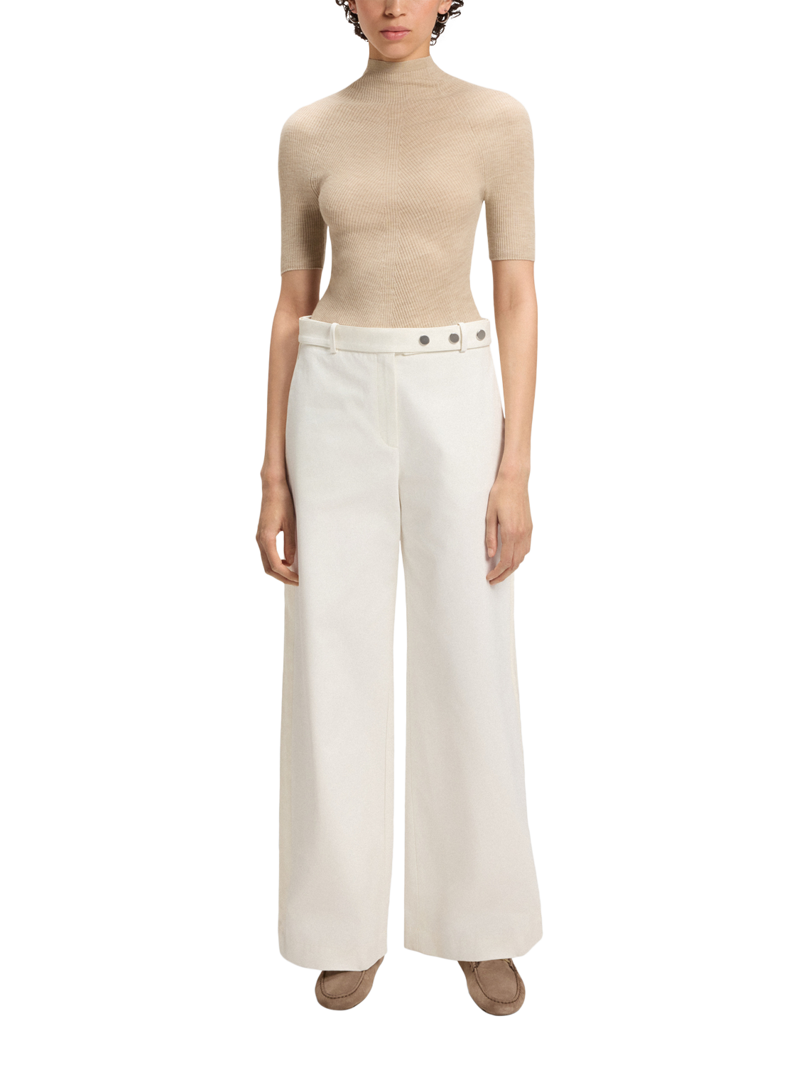 Product image 3 of 6, which shows BOSS Tiana Wide Leg Tailored Trousers, White, 8