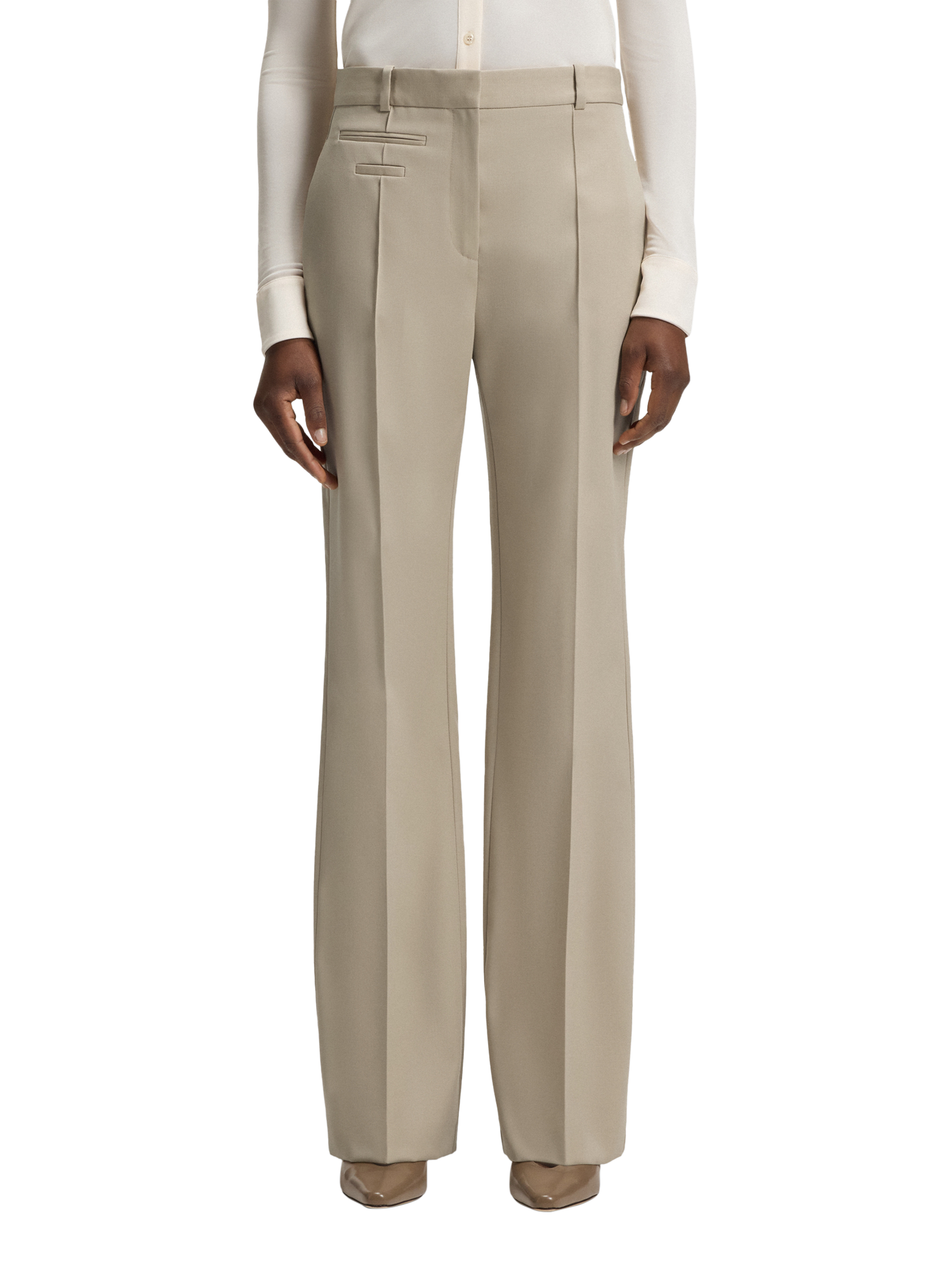 Product image 1 of 6, which shows BOSS Talimia Tailored Trousers, Light Beige, 8