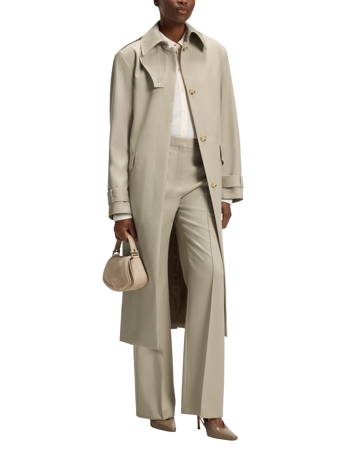 Product image 3 of 6, which shows BOSS Talimia Tailored Trousers, Light Beige, 8