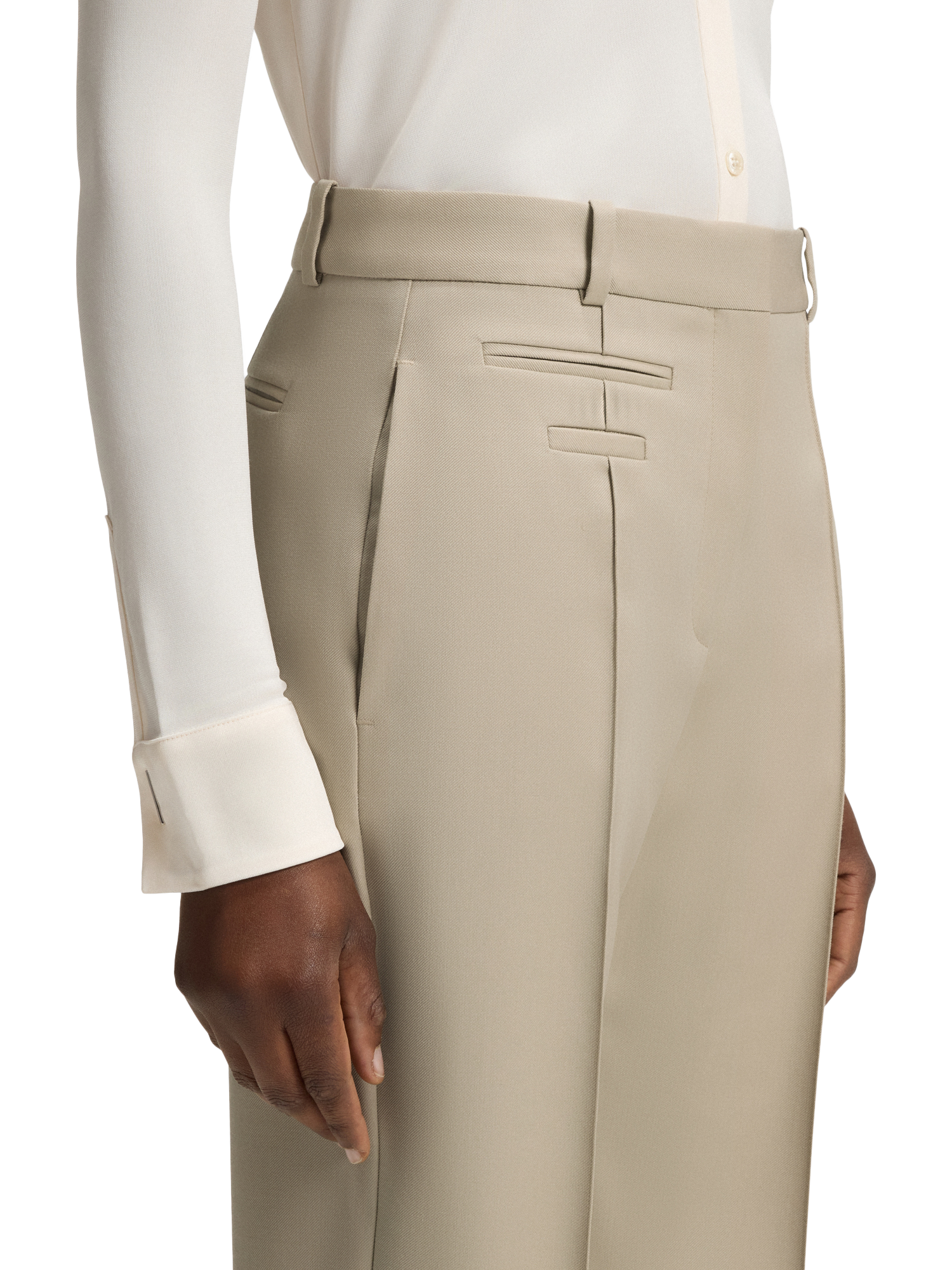 Product image 6 of 6, which shows BOSS Talimia Tailored Trousers, Light Beige, 8