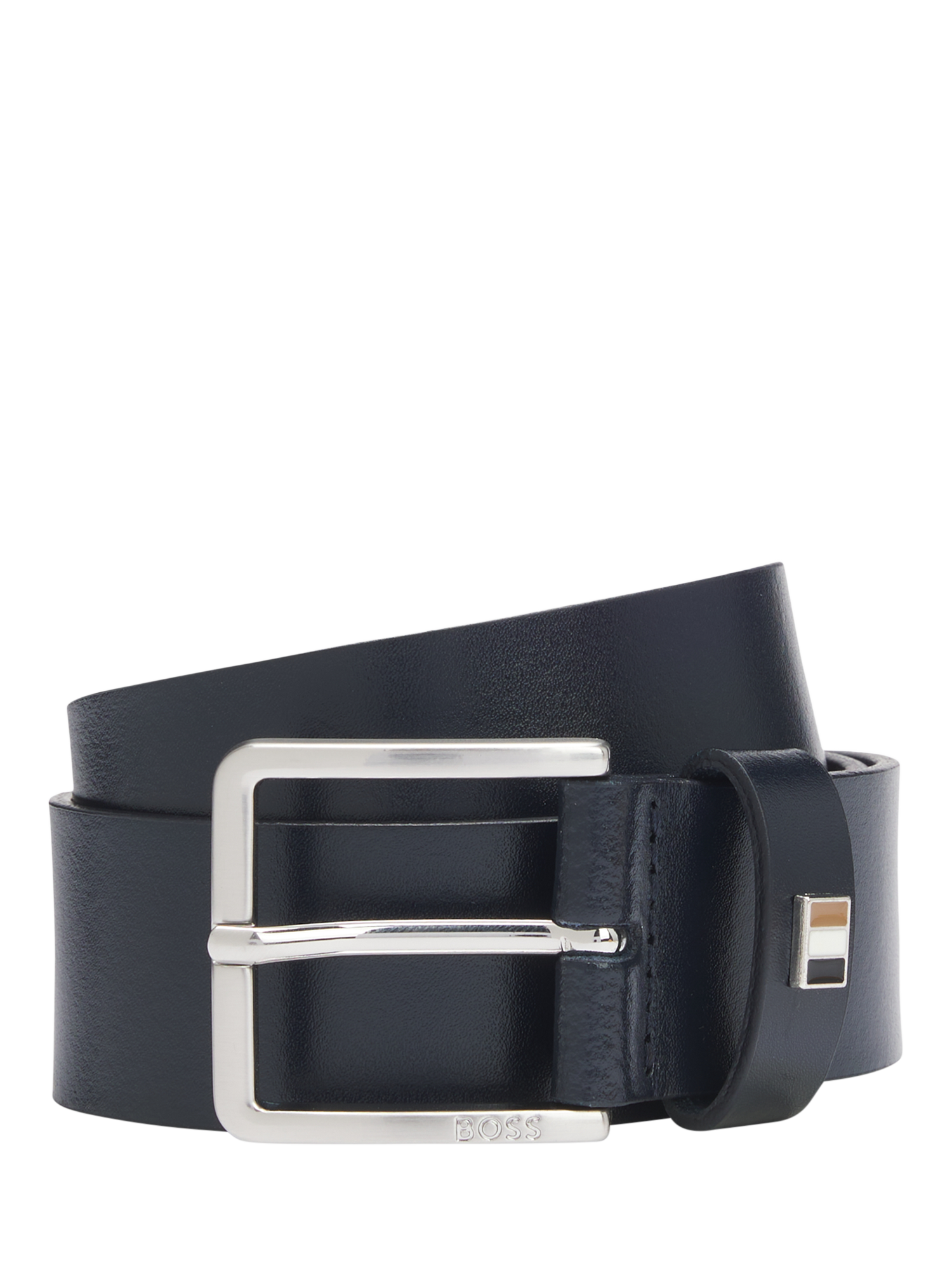 Product image 1 of 5, which shows HUGO BOSS BOSS Leather Belt, Navy, 36