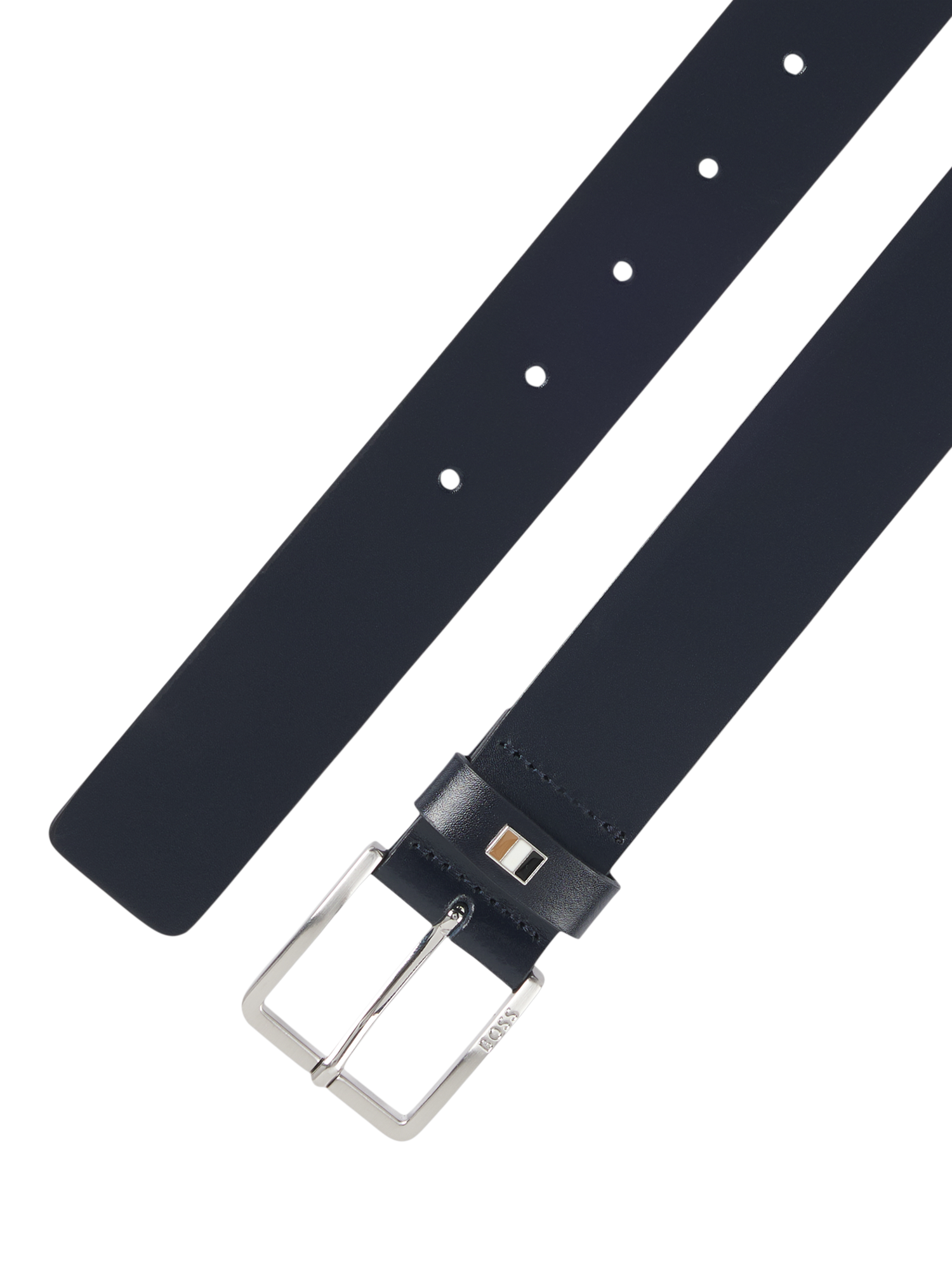 Product image 2 of 5, which shows HUGO BOSS BOSS Leather Belt, Navy, 36