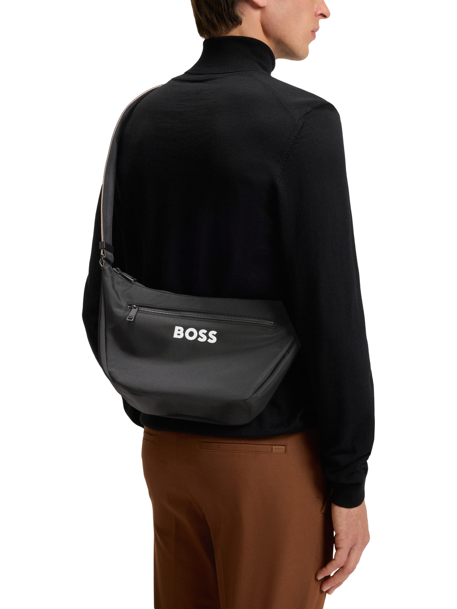 Product image 3 of 5, which shows BOSS Logo Crossbody Bag, Black, One Size