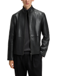 HUGO Leather Biker Jacket, Black