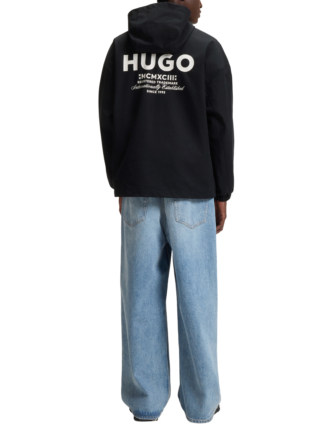 Product image 2 of 6, which shows HUGO Water Resistant Hooded Jacket, Black/Multi, XS