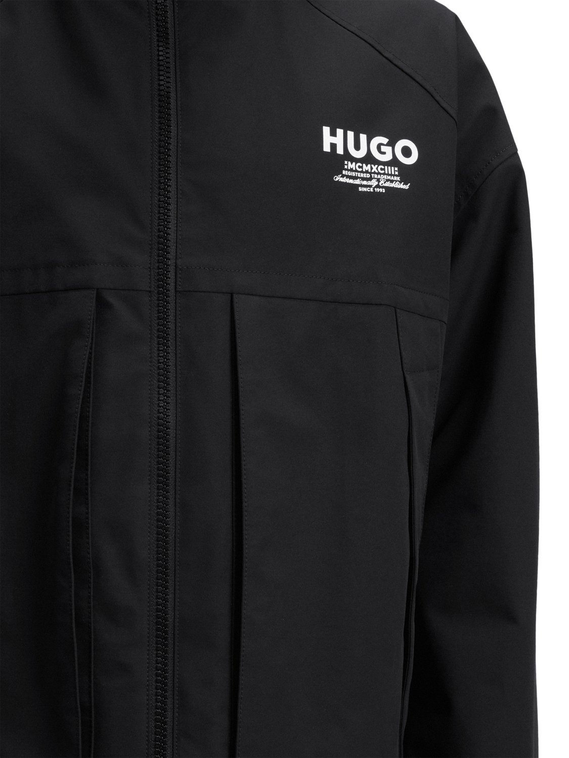 Product image 6 of 6, which shows HUGO Water Resistant Hooded Jacket, Black/Multi, XS