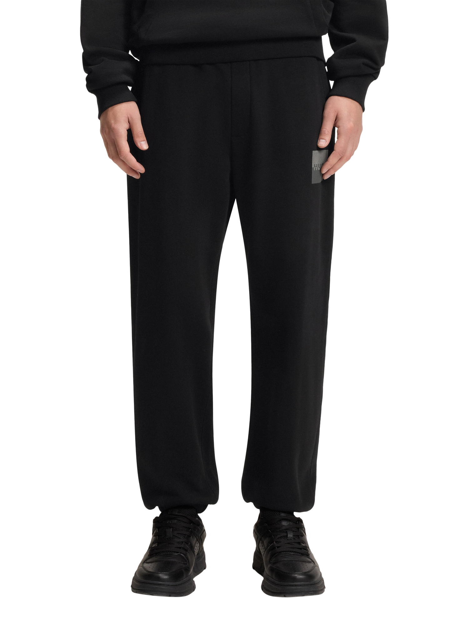 Product image 1 of 6, which shows HUGO BOSS HUGO Graphic Logo Cotton Joggers, Black/Multi, XS
