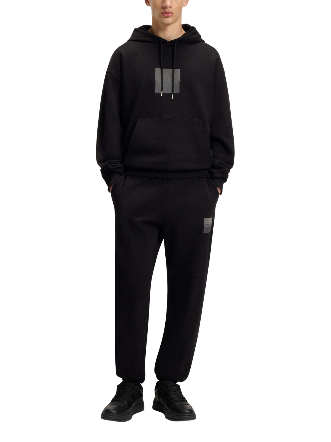 Product image 3 of 6, which shows HUGO BOSS HUGO Graphic Logo Cotton Joggers, Black/Multi, XS