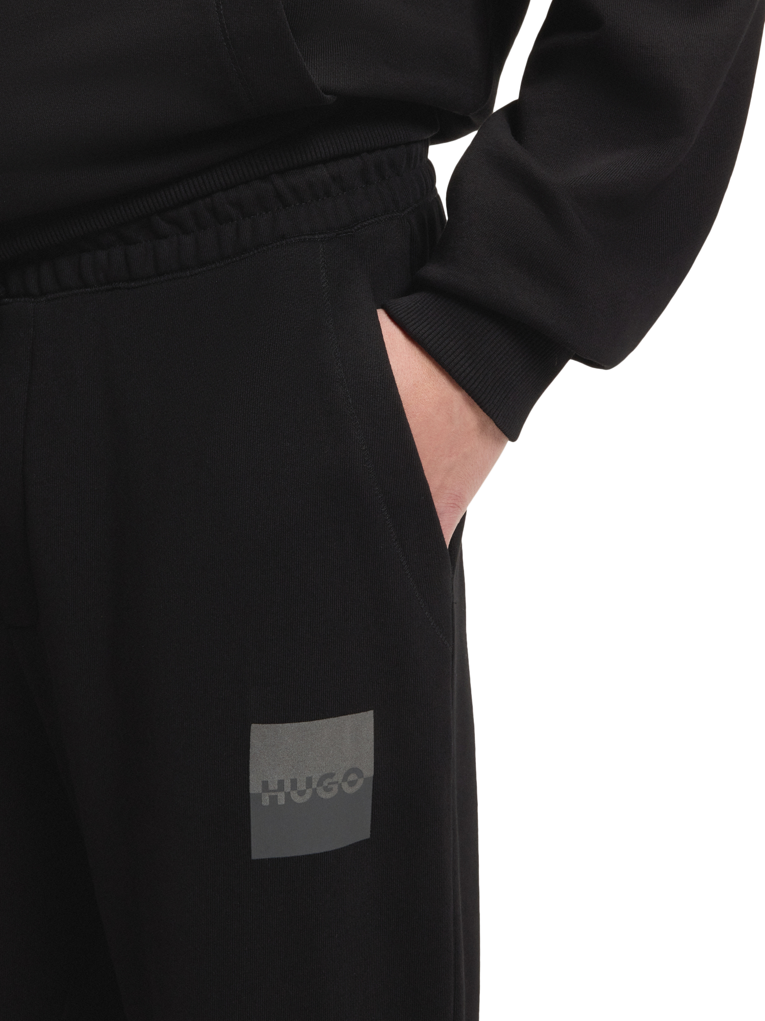 Product image 5 of 6, which shows HUGO BOSS HUGO Graphic Logo Cotton Joggers, Black/Multi, XS