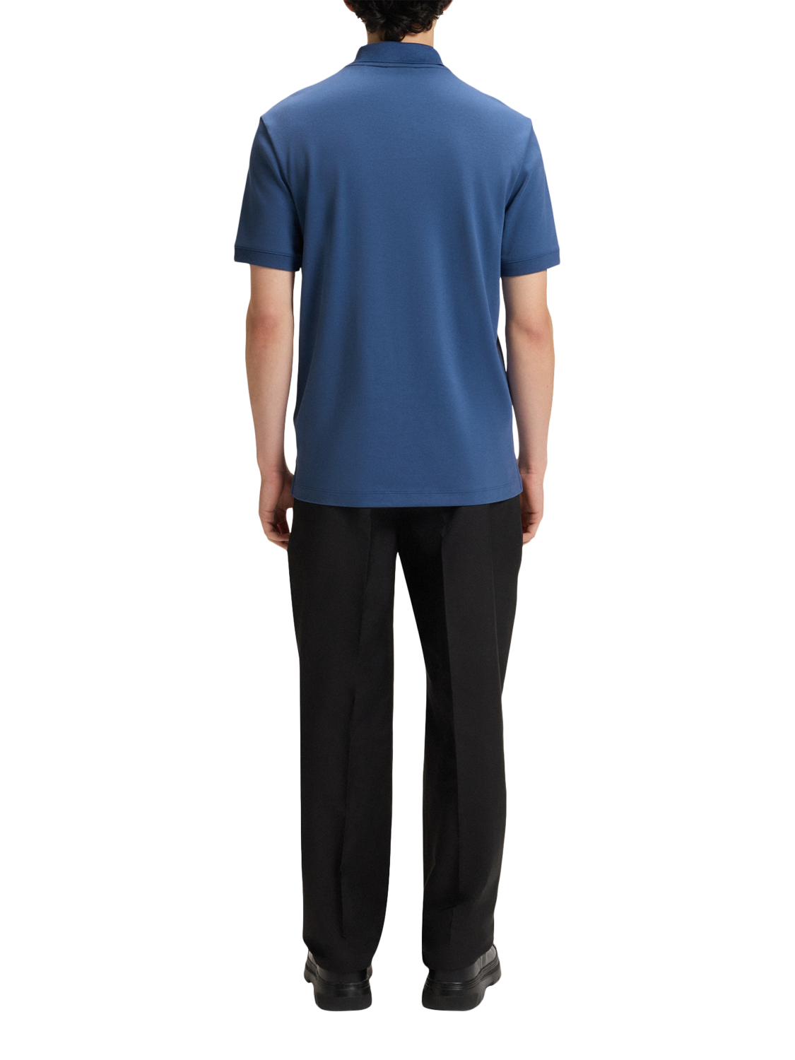 Product image 2 of 4, which shows HUGO Cotton Regular Fit Short Sleeve Zip-Neck Polo Shirt, Blue/Multi, L