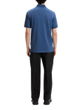 HUGO Cotton Regular Fit Short Sleeve Zip-Neck Polo Shirt, Blue/Multi