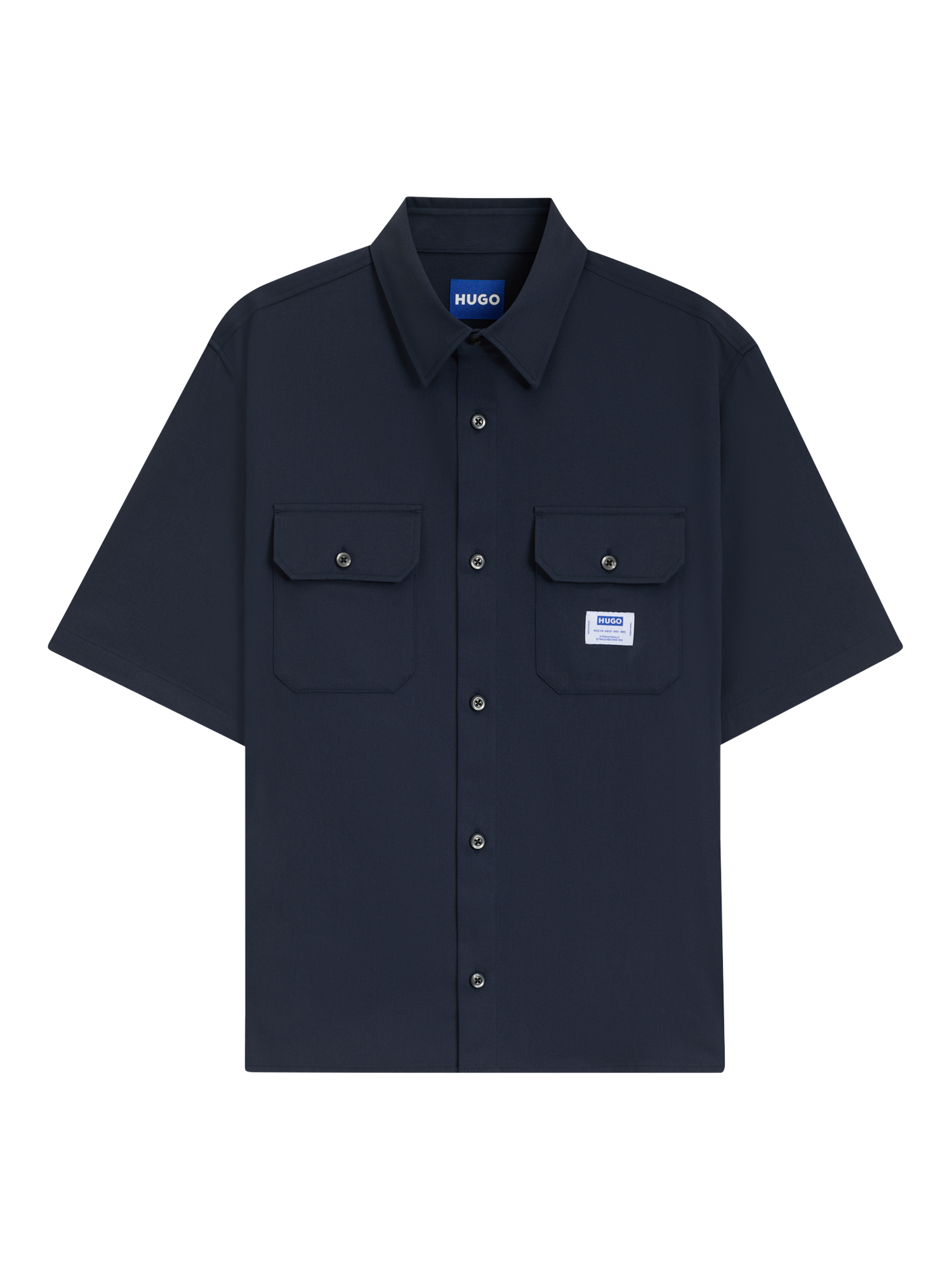 Product image 4 of 6, which shows HUGO BOSS HUGO Logo Patch Cotton Shirt, Navy, L