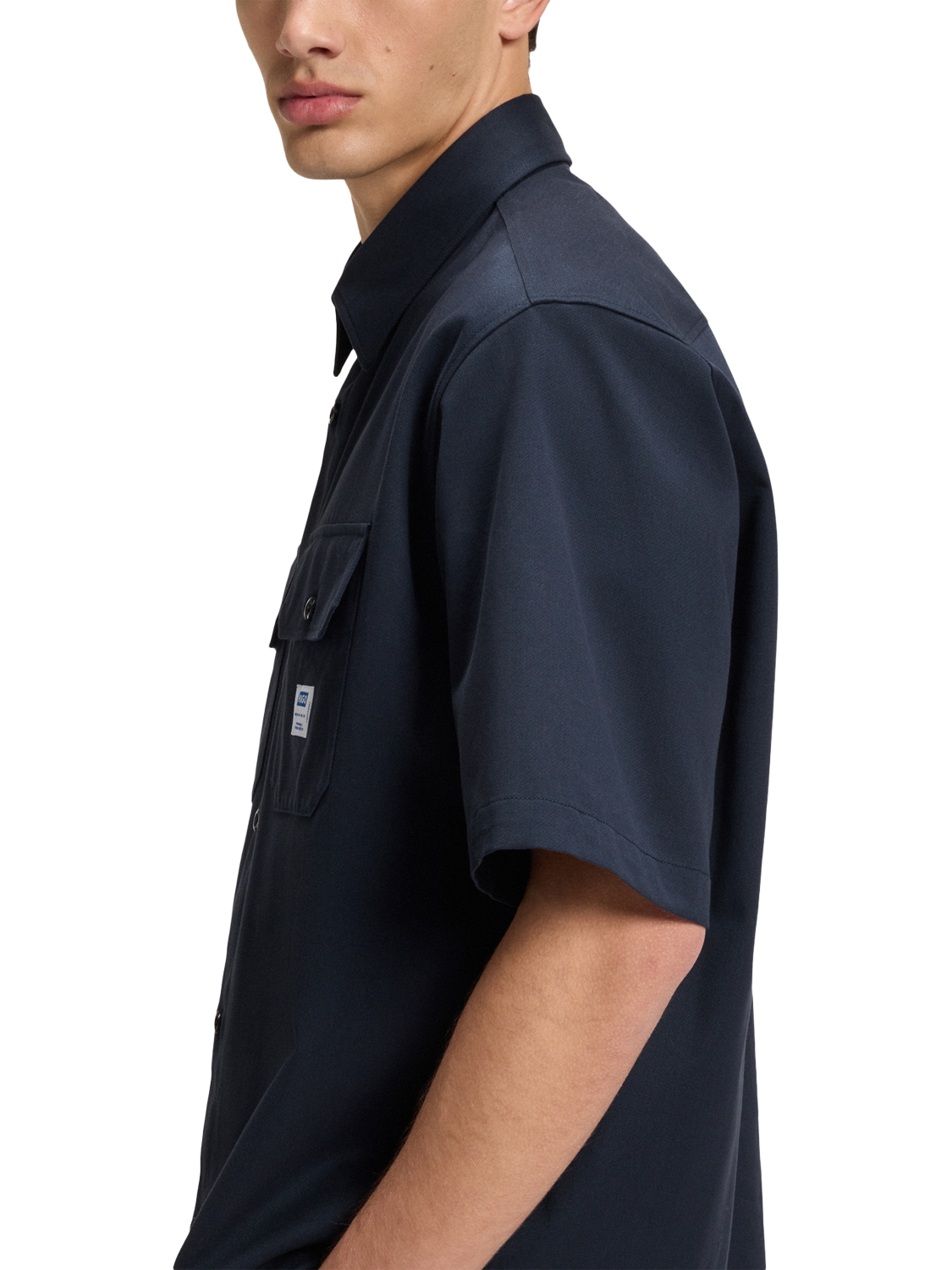 Product image 6 of 6, which shows HUGO BOSS HUGO Logo Patch Cotton Shirt, Navy, L