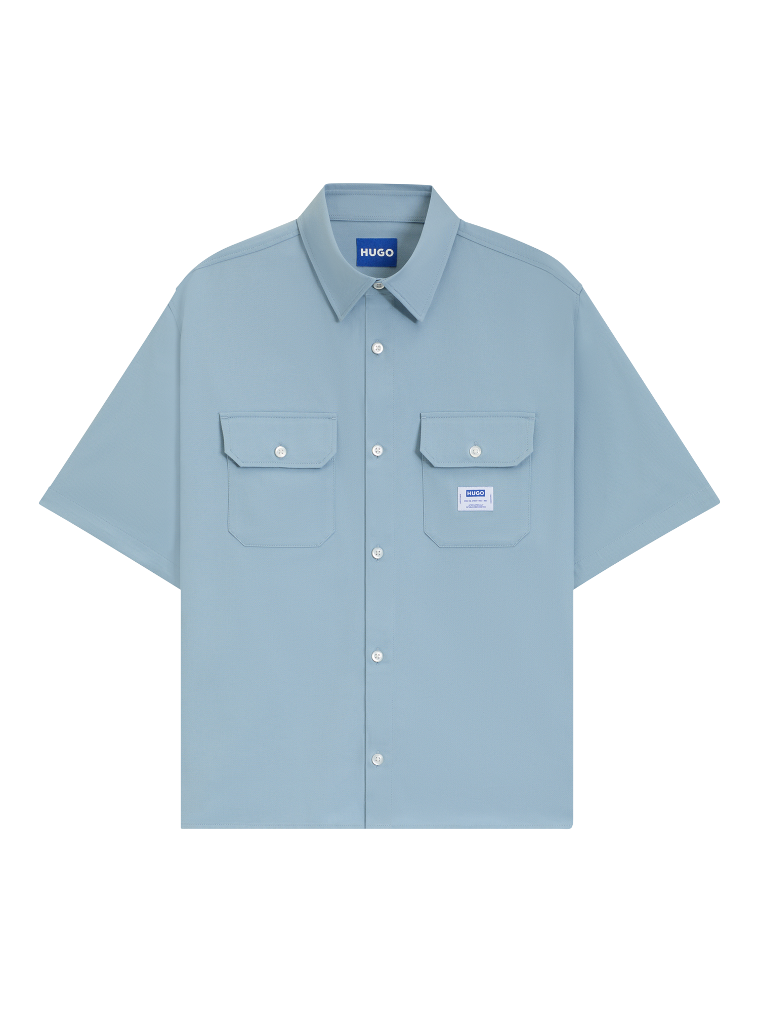 Product image 4 of 6, which shows HUGO Short Sleeve Cotton Shirt, Light Blue, L