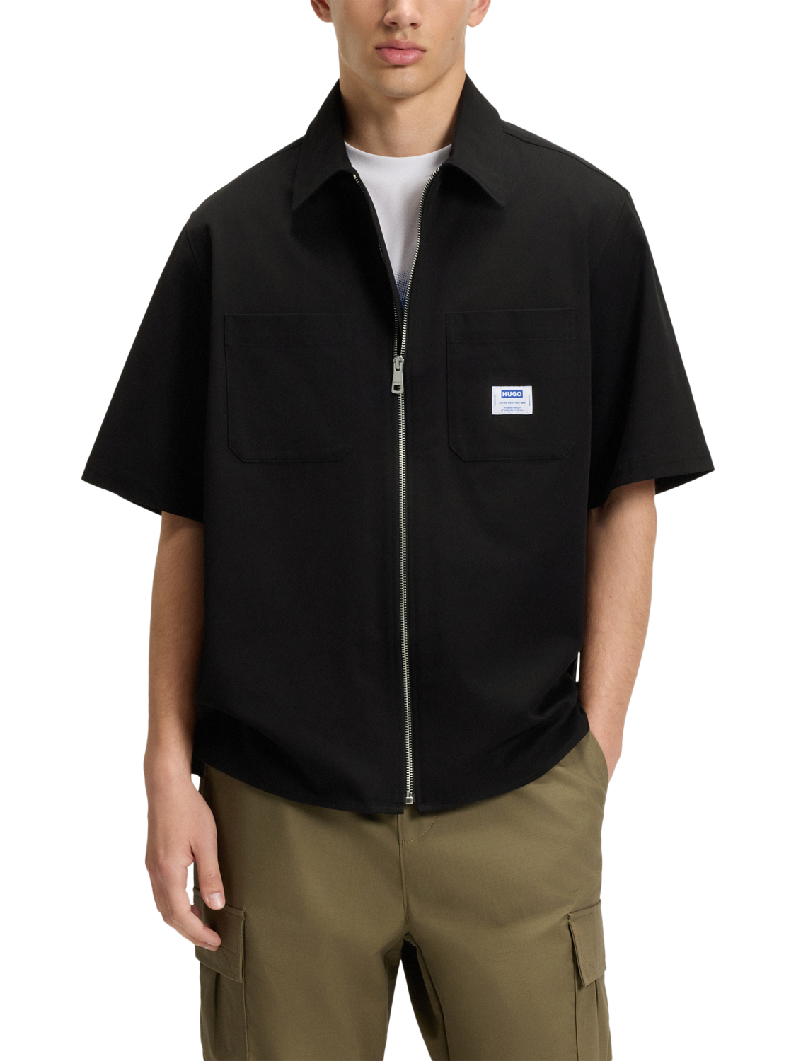 Product image 1 of 11, which shows HUGO BOSS HUGO Workwear Cotton Shirt, Black/Multi, L