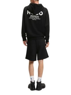 HUGO International Logo Sweat Shorts, Black - view 2, Black/White