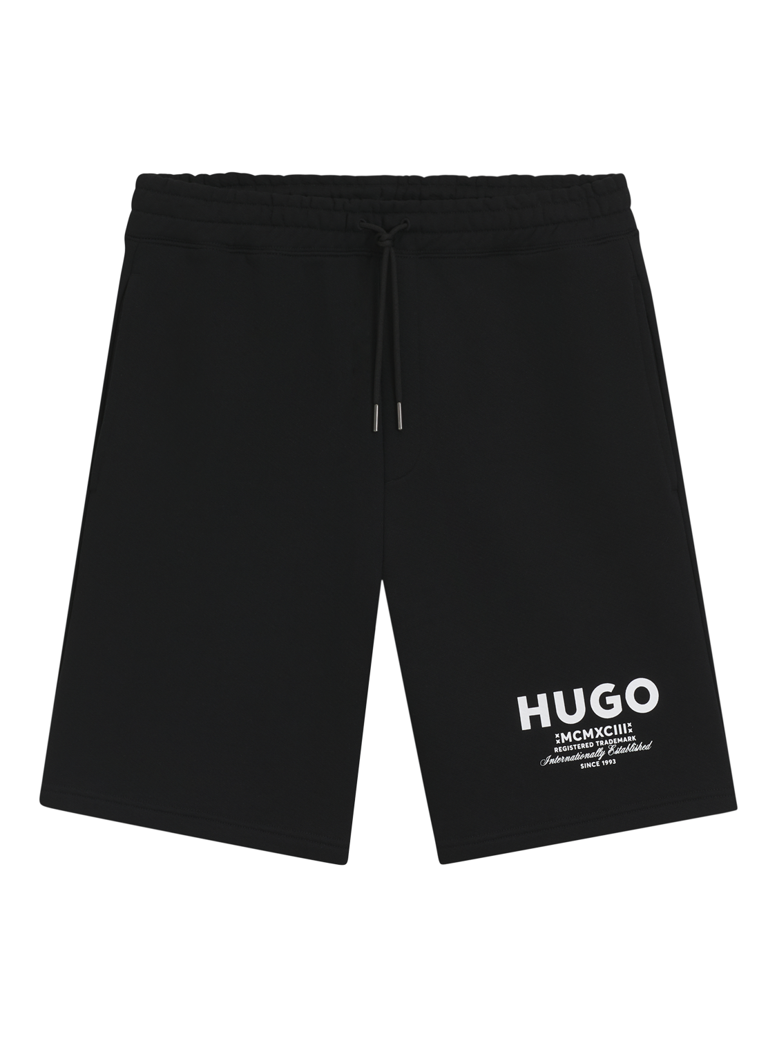 Product image 4 of 6, which shows HUGO International Logo Sweat Shorts, Black/White, L