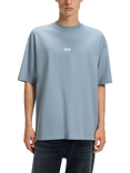 HUGO BOSS Nalono Cotton Ribbed Crew Neck Single Jersey T-Shirt, Light Blue