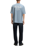 HUGO BOSS Nalono Cotton Ribbed Crew Neck Single Jersey T-Shirt, Light Blue