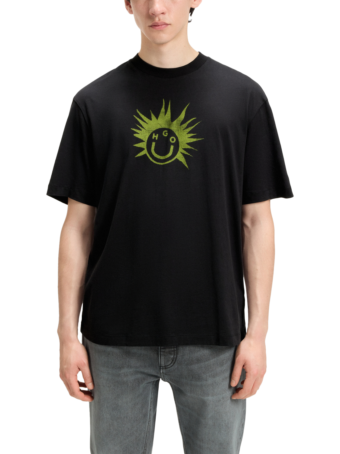 Product image 1 of 5, which shows HUGO BOSS HUGO Graphic Print Cotton T-Shirt, Black, M