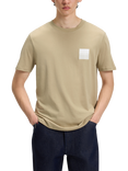 HUGO Cotton Regular Fit Short Sleeve Split Logo T-Shirt, Beige/Multi