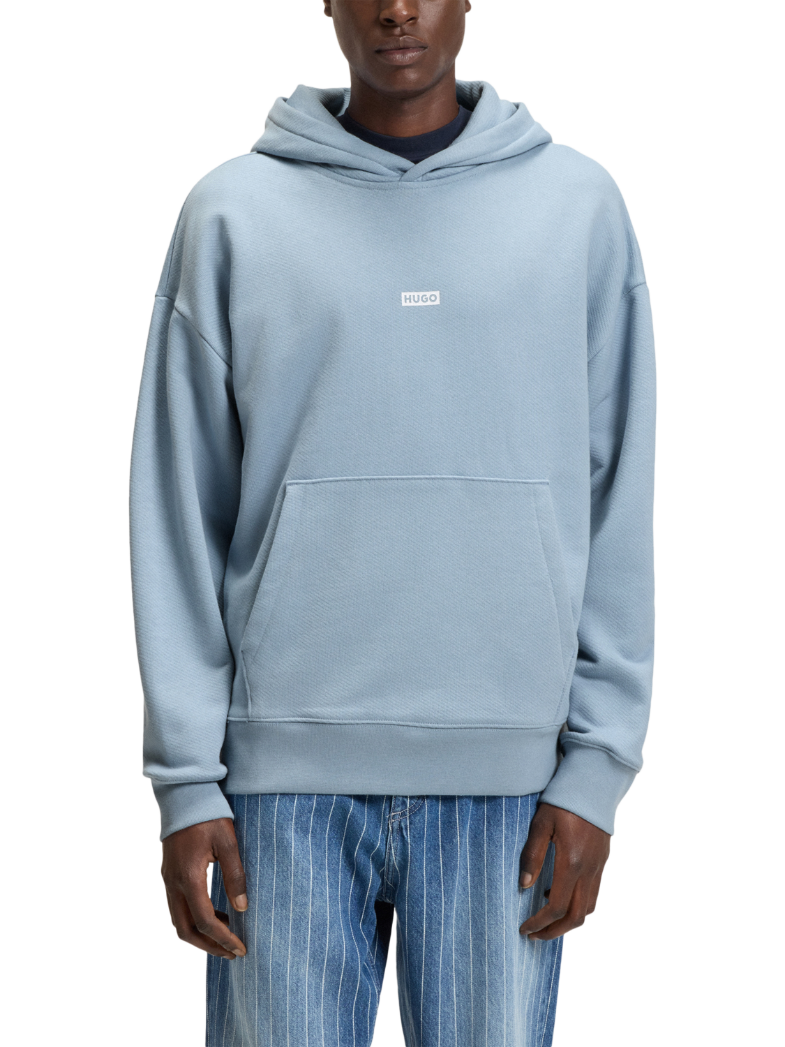 Product image 1 of 5, which shows HUGO Heavyweight Terry Cotton Hoodie, Blue/Multi, L