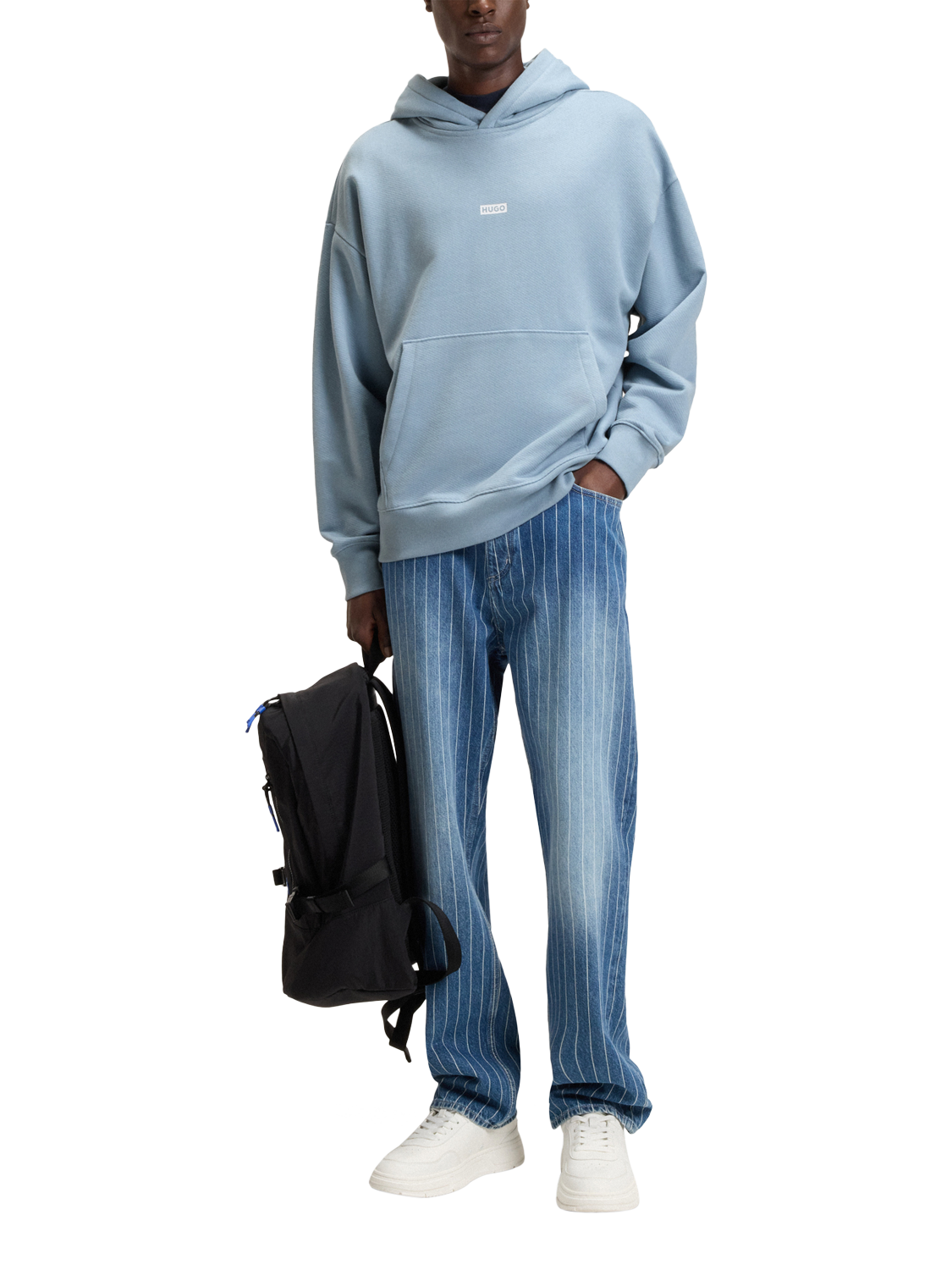 Product image 3 of 5, which shows HUGO Heavyweight Terry Cotton Hoodie, Blue/Multi, L