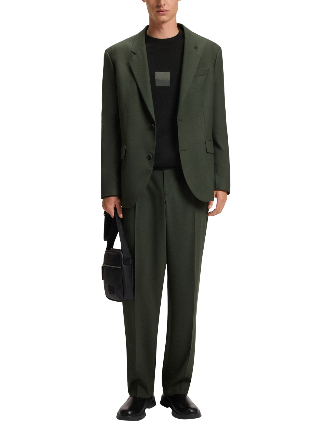 Product image 3 of 5, which shows HUGO BOSS HUGO Graphic Logo Cotton Jumper, Black/Multi, L