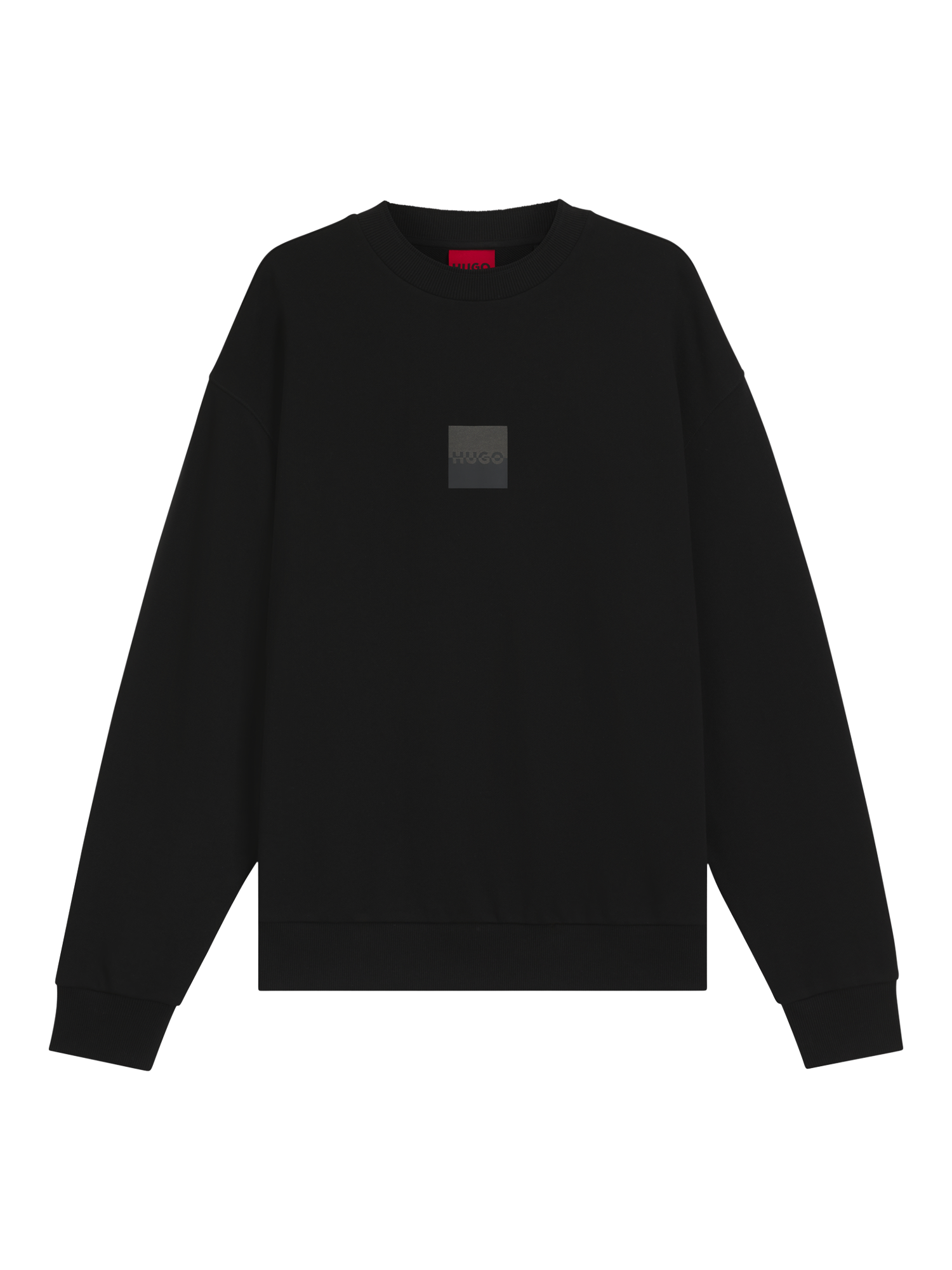 Product image 4 of 5, which shows HUGO BOSS HUGO Graphic Logo Cotton Jumper, Black/Multi, L
