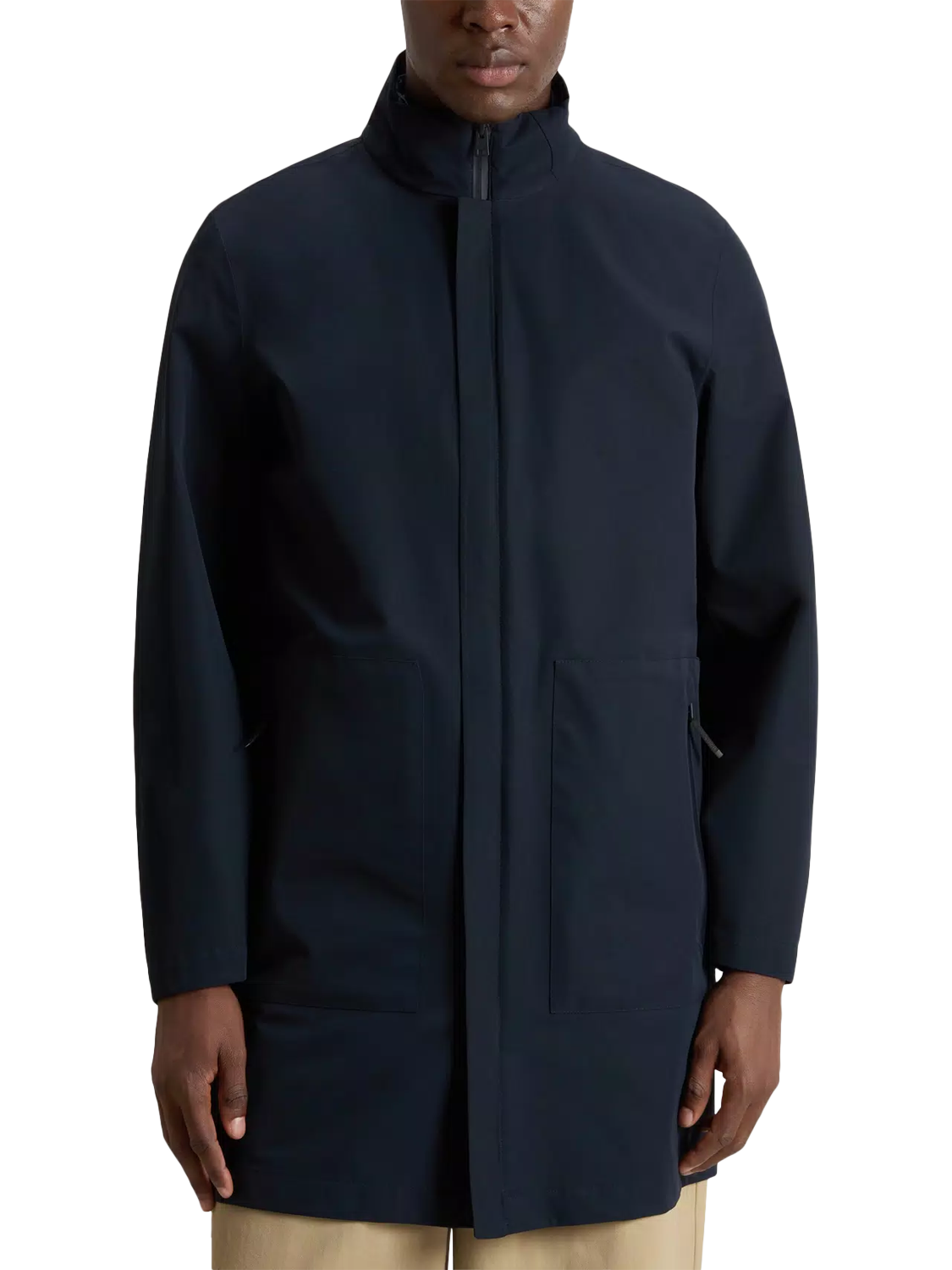 Product image 1 of 1, which shows WOOLRICH Two Layer Car Coat, Melton Blue, S