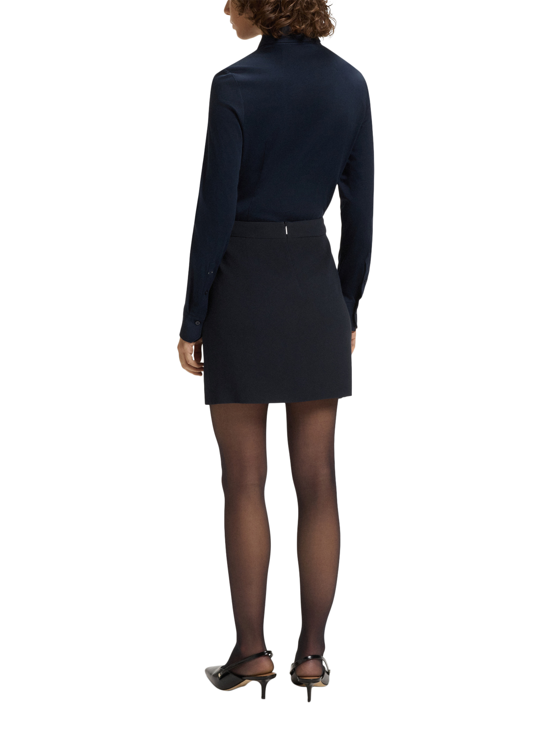 Product image 2 of 5, which shows HUGO BOSS A Line Business Mini Skirt, Dark Blue, 4