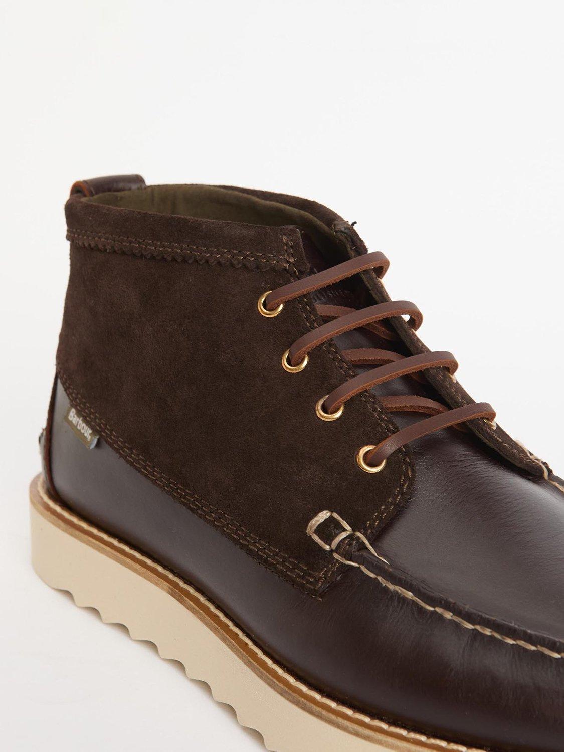 Product image 4 of 8, which shows Barbour Hadston Two Tone Apron Chukka Boots, Brown, 10