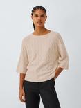 Marella Franz Cable Knit Elbow Sleeve Wool Cashmere Blend Jumper